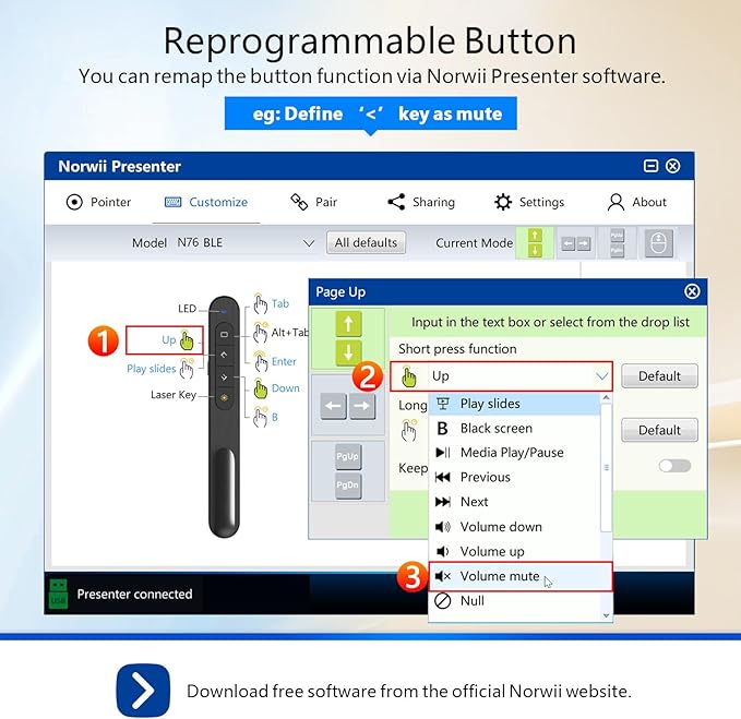 Norwii Rechargeable Bluetooth Presentation Clicker - Image 5