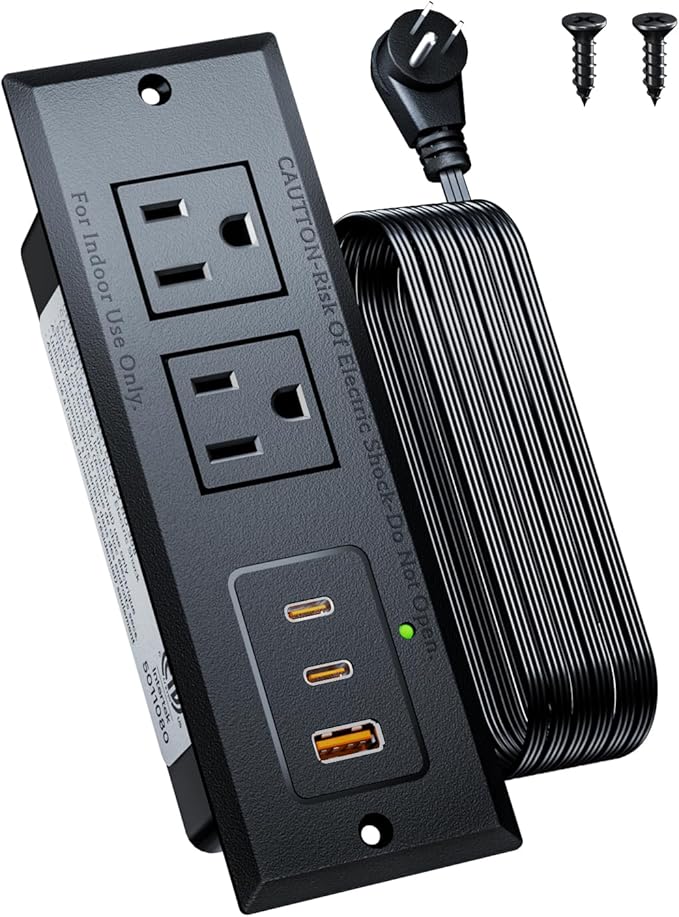 Recessed Power Strip with 20W USB C Port, Fast Charging USB A Port Conference by DOACE