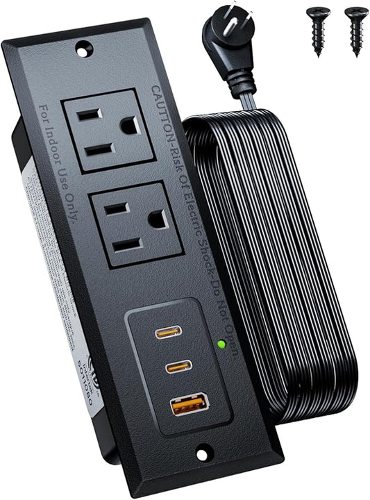 Recessed Power Strip with 20W USB C Port, Fast Charging USB A Port Conference by DOACE
