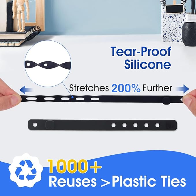 AROIC 90Pcs Silicone Cable Ties - Image 3