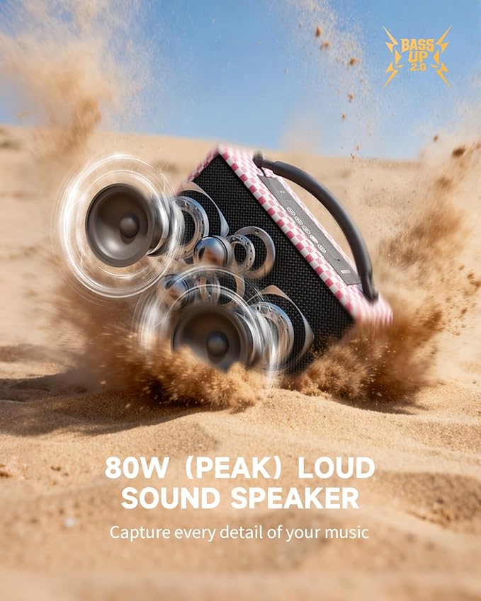 DINDIN Portable Bluetooth Speaker： 80W, 20H Playtime, Wireless Big Wood Boombox - Image 2