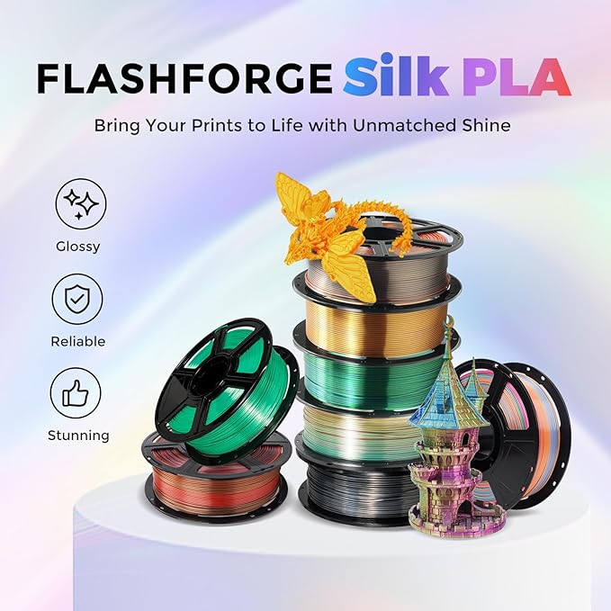 Flashforge 3D Printer Filament Silk PLA 1.75mm 1kg Spool-Dimensional Accuracy - Image 2