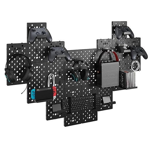 PEGZONE Controller and Headphone Holder Wall Mount, Modular Gaming Pegboard by Pegzone