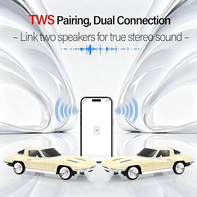WSTER Retro American Style car Bluetooth Speaker, Portable Wireless Outdoor - Image 3