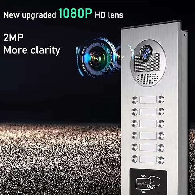 Wired Apartment Video Intercom System, 1080P HD Video Doorbell, Compatible - Image 5