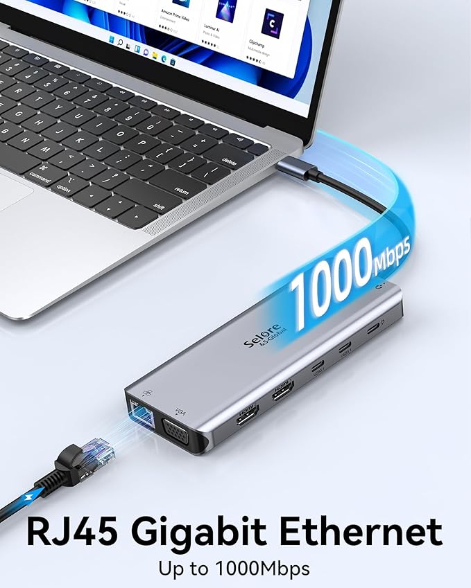 Selore USB C Docking Station Dual Monitor, LaptopDocking Station, 14 in 1 - Image 7
