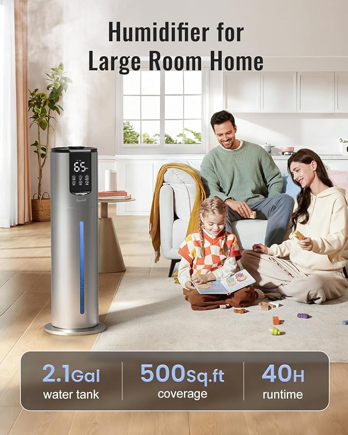 Lacidoll 8L Humidifiers for bedroom, Humidifiers large room up to 500 sq ft - Image 2