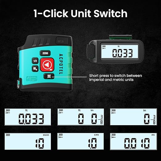 Digital Tape Measure 16 Ft, 2.4" LCD Display, 6 metric and imperial units - Image 5