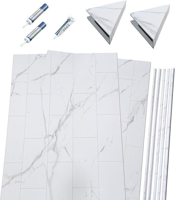 Palisade 78in x 36in x 36in Waterproof Vinyl Corner Shower Surround Kit - Image 2