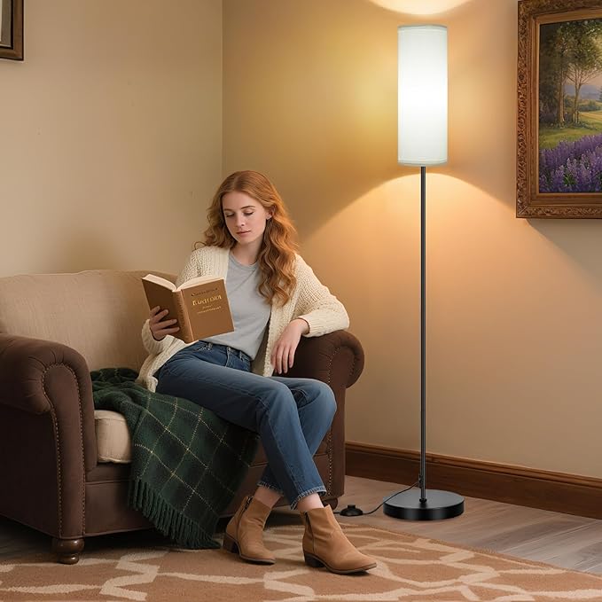 FRIDEKO HOME Floor Lamp with White Shade, Simple Design with Foot Pedal Switch - Image 7