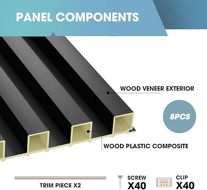 OUZUGIE WPC Acoustic Slat Wall Paneling, Living Room, TV Background, Study Room - Image 4