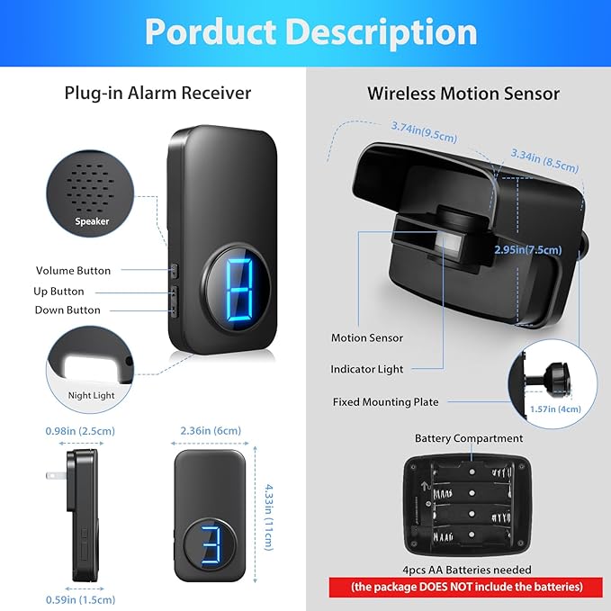 Wireless Driveway Alarm, Outdoor Weatherproof Motion Sensor & Detector - Image 7