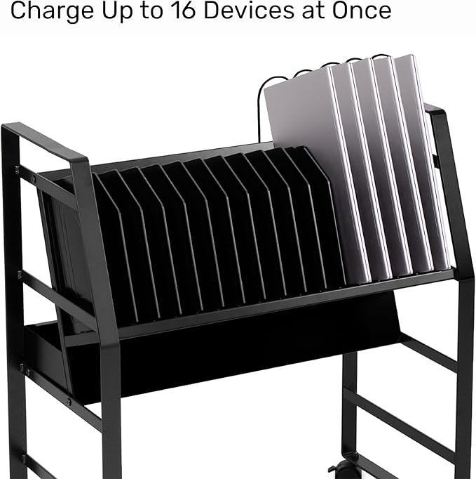 Line Leader 16-Device Mobile Charging Station | Steel Rolling Cart - Image 2