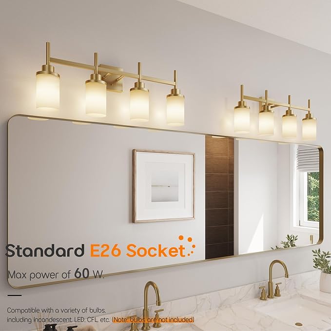 AONEON Wall Light Fixtures 4-Light Over Mirror, Wall Sconces - Image 4