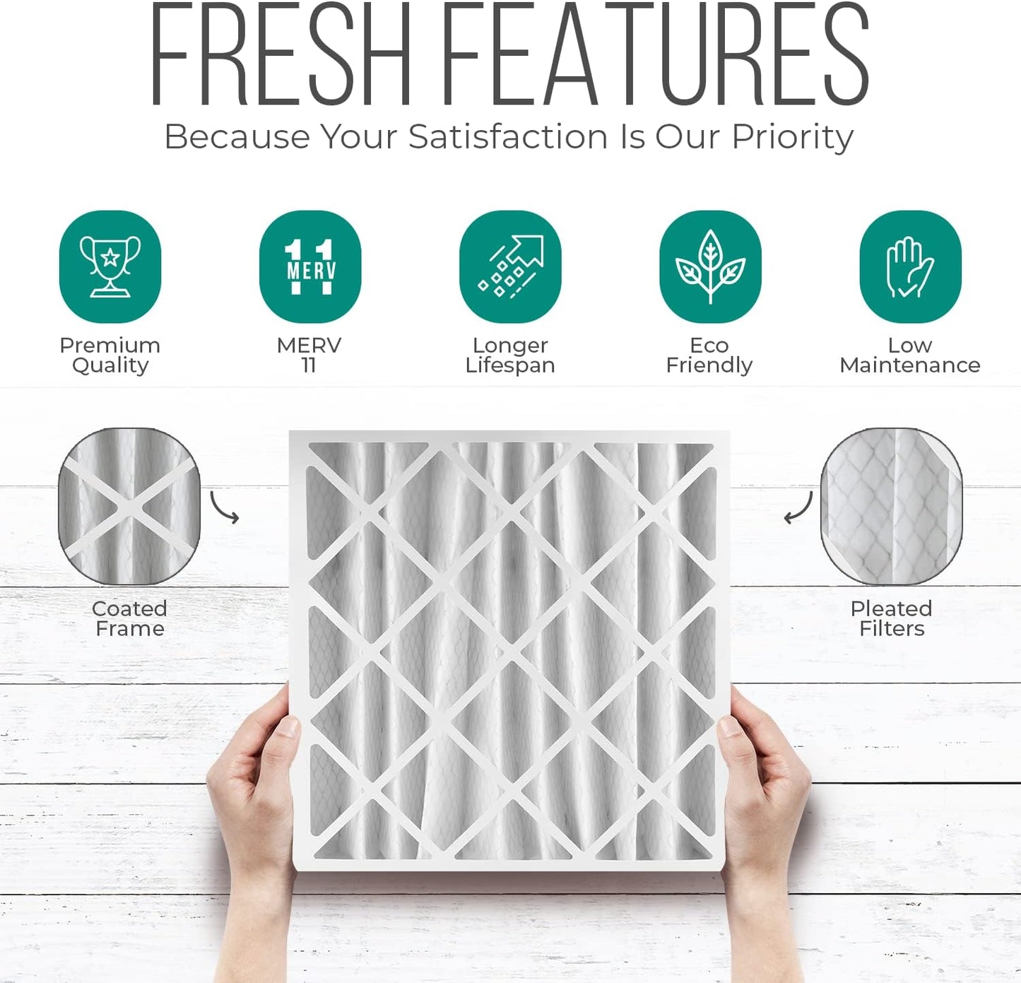 20x20x4 Air Filter Replacement - FC100A1011 HVAC Furnace Filters with Merv 11 Filter Media, AC Filter with Homequip Disposal Bag (2 Pack)