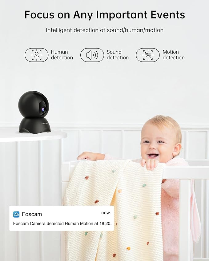 FOSCAM 3K 5MP WiFi Pet Cameras for Home Security, 2.4GHz Indoor Camera Baby - Image 4