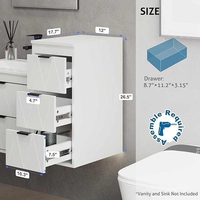 eclife 12" Bathroom Vanities Cabinet - Image 3