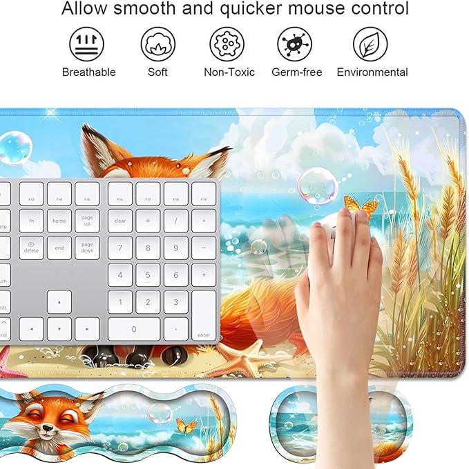 4 in 1 Ergonomic Keyboard Wrist Rest & Mouse Pad Wrist Rest Set, Large XXL - Image 3