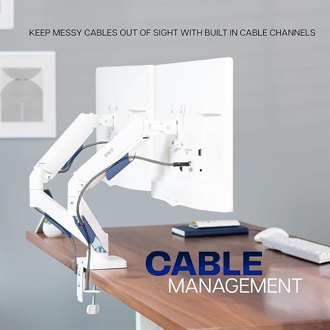 VIVO Dual Monitor up to 32 inches and 19.8 lbs per Screen, Mechanical Arm Desk - Image 7