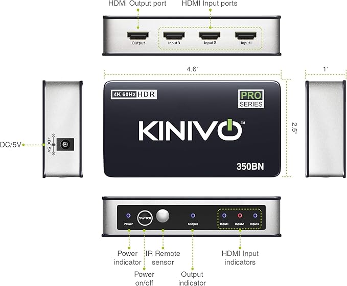 Kinivo HDMI Switch 3 in 1 Out 4K 60Hz - Image 4
