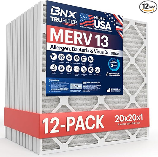 BNX TruFilter 20x20x1 MERV 13 AC Furnace Air Filter by BNX