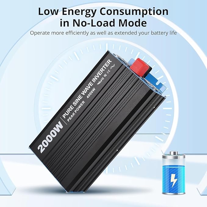 2000W Pure Sine Wave Inverter, 1 USB Port 5v/2.1a, LCD Display&Remote Controller - Image 3