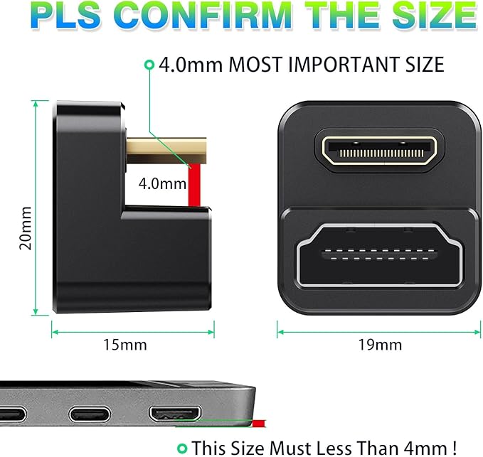 AGVEE 2 Pack 180 Degree Angled Mini HDMI Male to HDMI Female Adapter, U-Shaped - Image 7