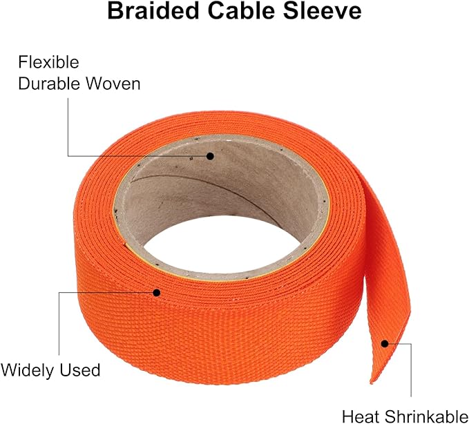 MECCANIXITY Braided Cable Sleeves Heat Shrinkable Fabric Sleeving, 7/8" 10ft - Image 4