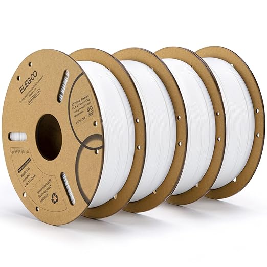 ELEGOO PLA Filament 1.75mm White 4KG, 3D Printer Filament Bulk Dimensional by ELEGOO