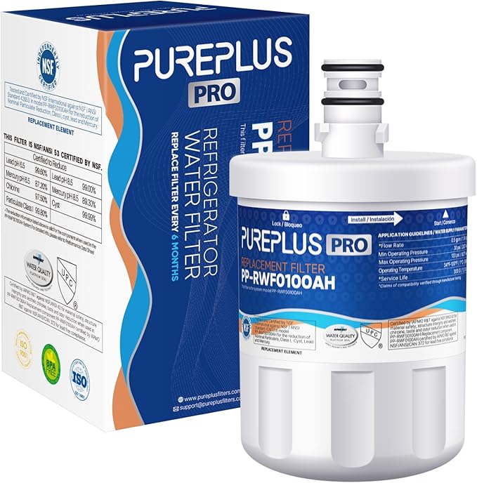 PUREPLUS PRO NSF/ANSI 53&42 Certified Refrigerator Water Filter Replacement by PUREPLUS