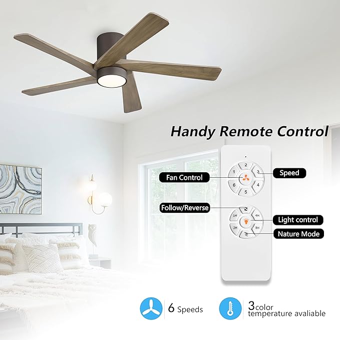 WINGBO 54 Inch Flush Mount DC Ceiling Fan - Image 2