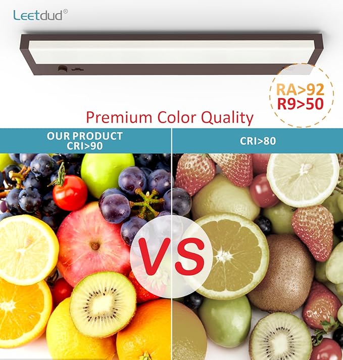 Leetdud Under Cabinet Lights Plug in or Hardwired Built-in Dimmer, 16 Inch 8W - Image 8