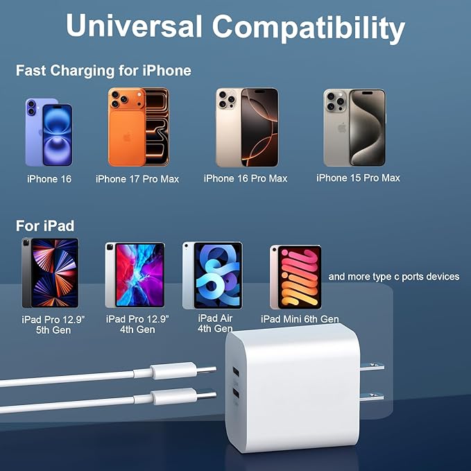 USB C Charger for iPhone 17/16/15 Pro Max Charger Fast Charging 10FT, 20W C - Image 5