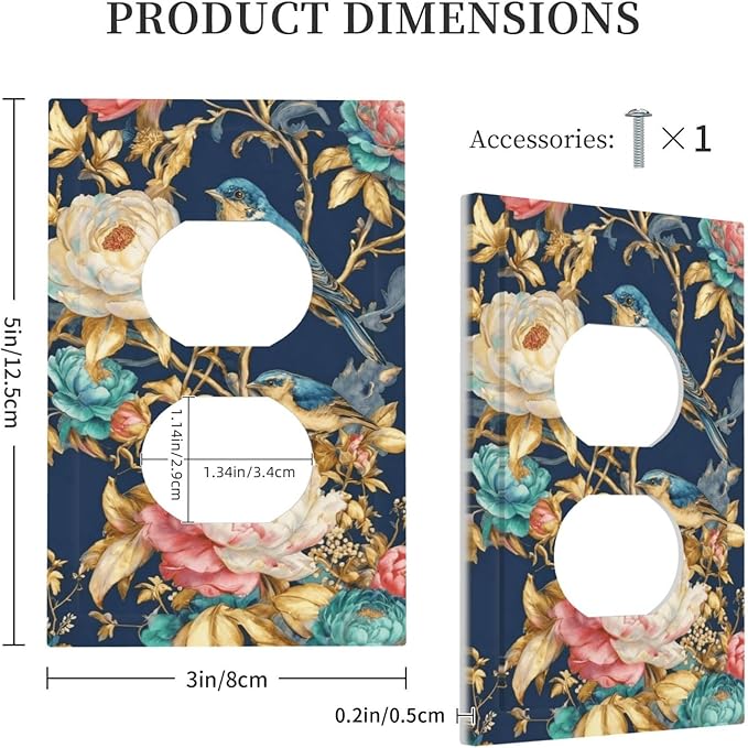 Bvtewkhz Floral Birds Morris Duplex Outlet Decorative Outlet Covers Light - Image 5