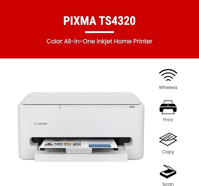 Canon PIXMA TS4320 Wireless Color Inkjet Printer - Image 2