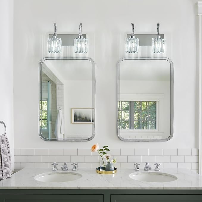 FDPBY Crystal Vanity Lights 2-Light Chrome Wall Lamp Modern Crystal Bathroom - Image 7