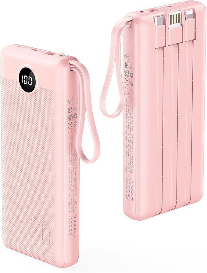 VRURC Portable Charger, 20000mAh Power Bank Fast Charging, Built-in Micro & USB by Home