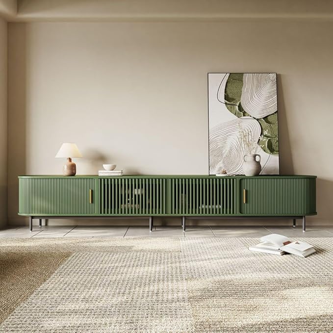 POVISON Fully-Assembled Modern Green TV Stand - Image 2