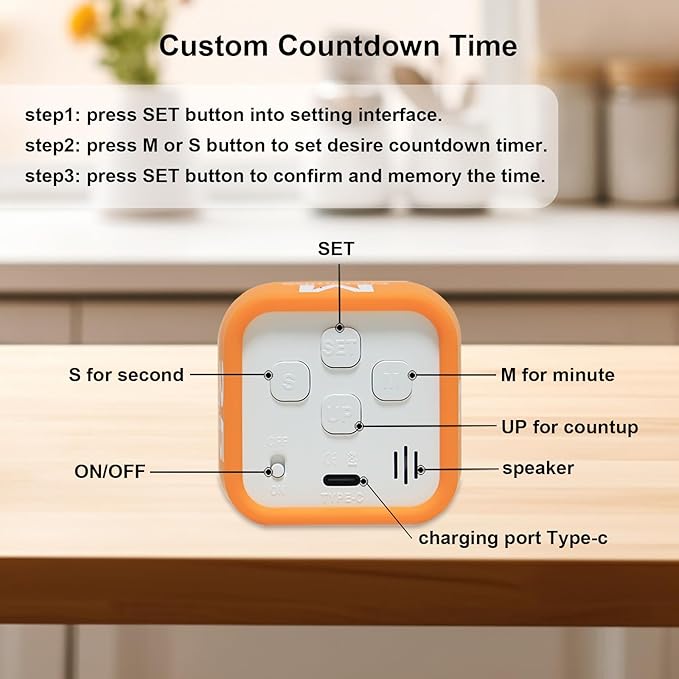 Rotating Cube Visual Pomodoro Timer 5, 10 50 Minutes Preset + Custom Countdown - Image 4