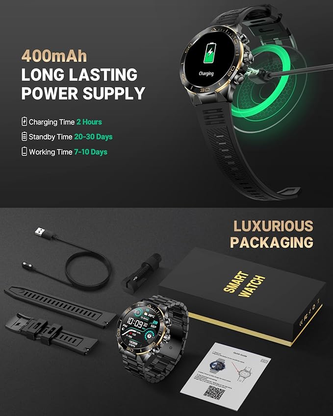 Smart Watch for Men Answer/Make Call for Android iPhone, 1.43" AMOLED HD Screen - Image 9