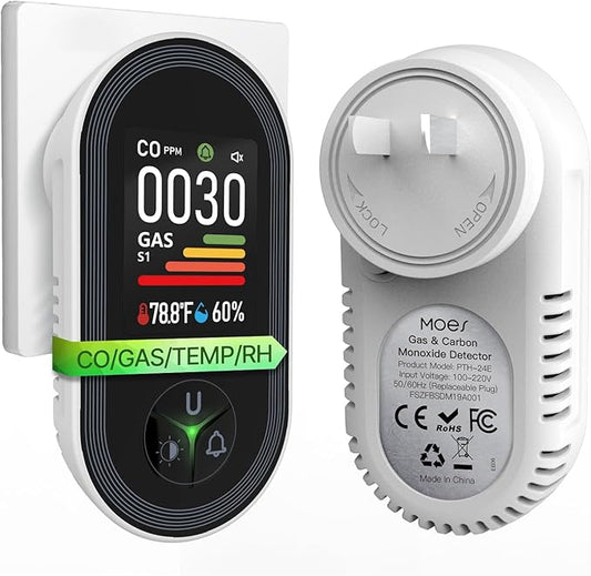 MOES 4-in-1 Carbon Monoxide & Gas Detectors Plug in, by MOES