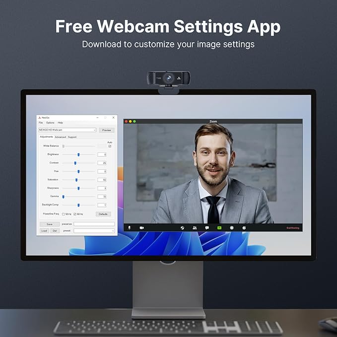 NexiGo 1080P 60FPS Webcam with Software Control and Microphone, w/Privacy Cover - Image 5