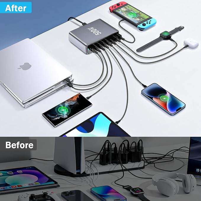 500W USB C Fast Charger Block, PD3.1 140W 8 Port USB Charging Station, GaN Ⅲ - Image 7