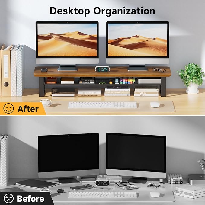 NestNeat Dual Monitor Stand, 35.4 Inch Monitor Stand Riser - Image 3