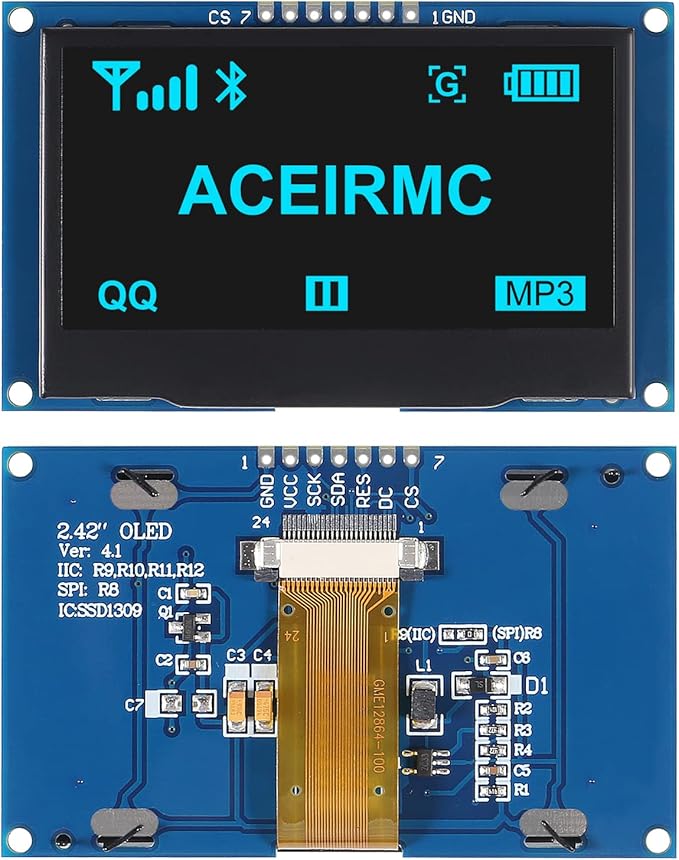 ACEIRMC 2.42 inch 128x64 OLED LCD Display Module SSD1309 7 Pin SPI/IIC I2C - Image 3