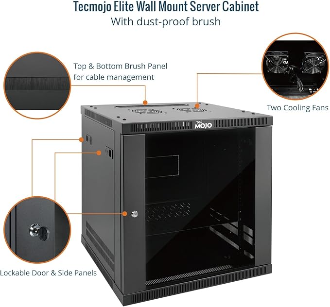 Tecmojo 12U Wall Mount Rack Cabinet, Heavy-Duty 176 Lbs High Load Capacity - Image 4