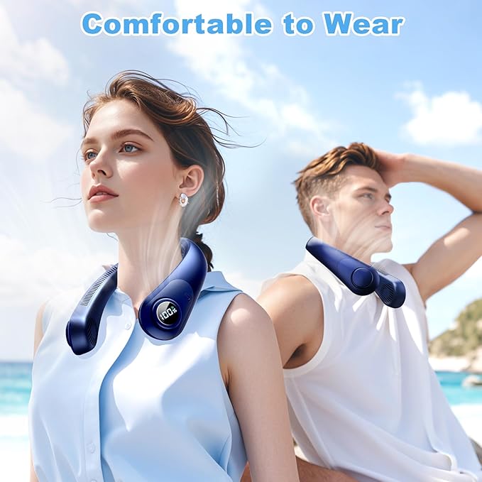 Portable Neck Fan that Blow Cold Air, LED Display, Rechargeable Hands-Free - Image 7