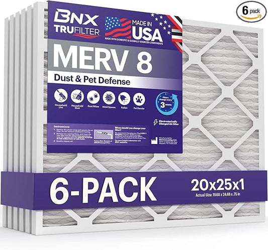 BNX TruFilter 20x25x1 Air Filter MERV 8 by BNX