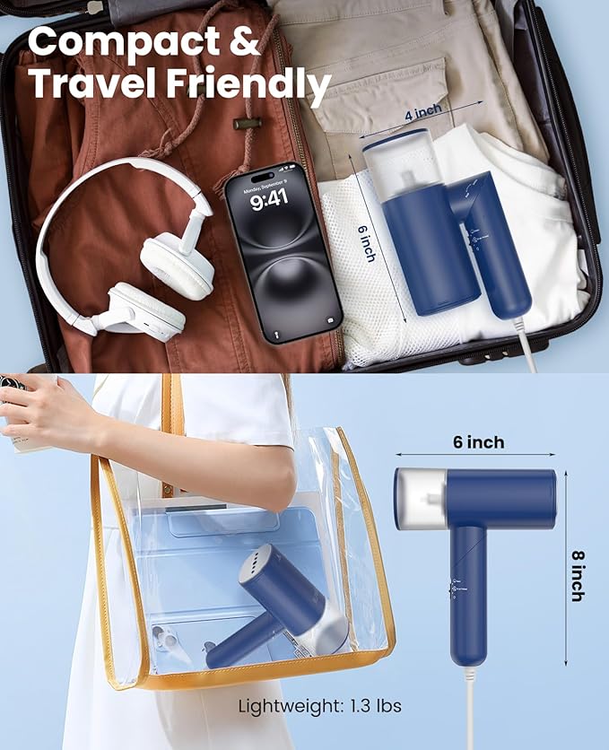 Handheld Steamer for Clothes, 1200W Foldable Travel Steamer, 20 Sec Preheat - Image 3