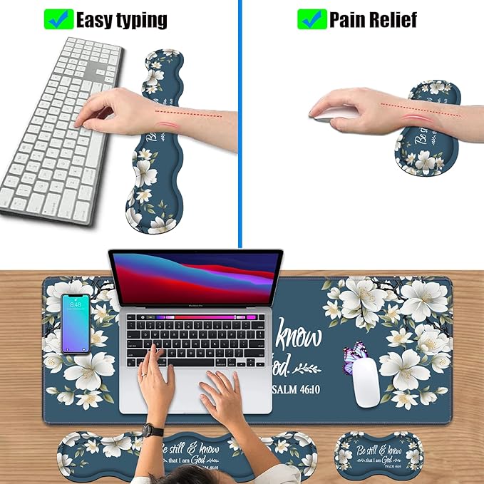 4 in 1 Ergonomic Keyboard Wrist Rest & Mouse Pad Wrist Rest Set, Large XXL - Image 6